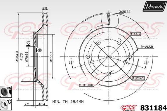 Maxtech 72938064 - Поршень, корпус скоби гальма autocars.com.ua