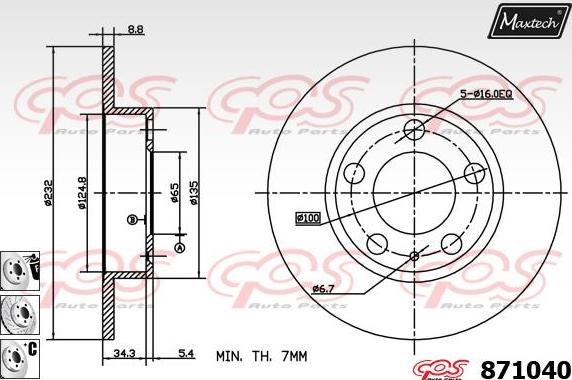 Maxtech 857011 - Гальмівний диск autocars.com.ua