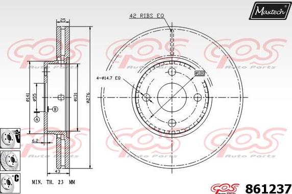 Maxtech 851142 - Гальмівний диск autocars.com.ua