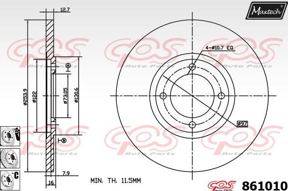 Maxtech 851145 - Гальмівний диск autocars.com.ua