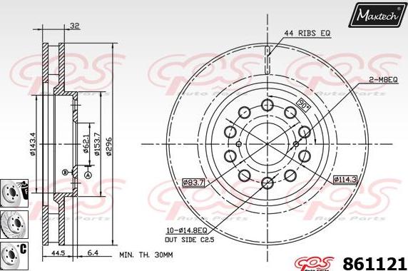 Maxtech 873588 - Гальмівний диск autocars.com.ua