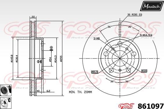 Maxtech 72942022 - Поршень, корпус скоби гальма autocars.com.ua