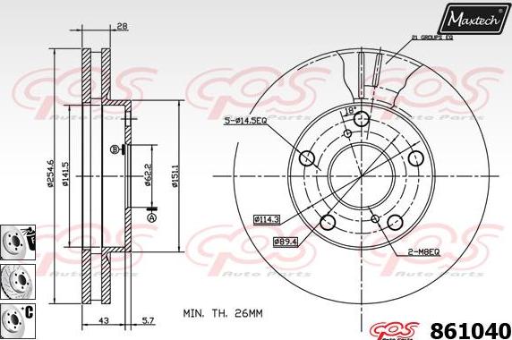 Maxtech 853088 - Гальмівний диск autocars.com.ua