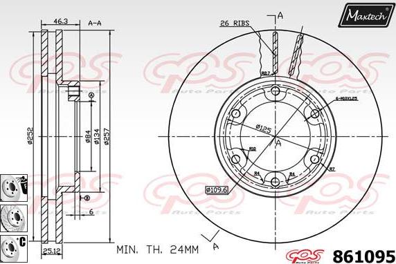 Maxtech 861130 - Гальмівний диск autocars.com.ua