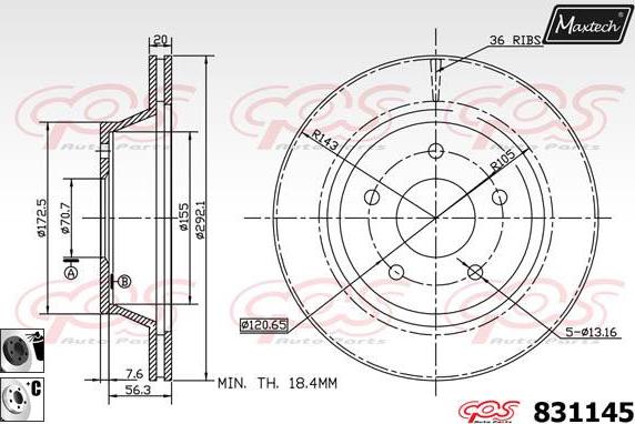 Maxtech 72945025 - Поршень, корпус скоби гальма autocars.com.ua