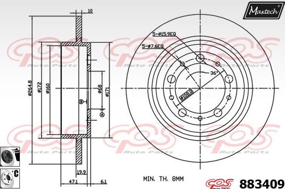 Maxtech 72946008 - Поршень, корпус скоби гальма autocars.com.ua