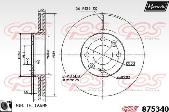 Maxtech 72946010 - Поршень, корпус скоби гальма autocars.com.ua