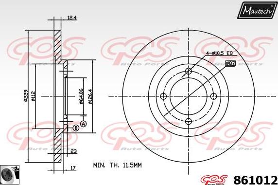 Maxtech 72948049 - Поршень, корпус скоби гальма autocars.com.ua