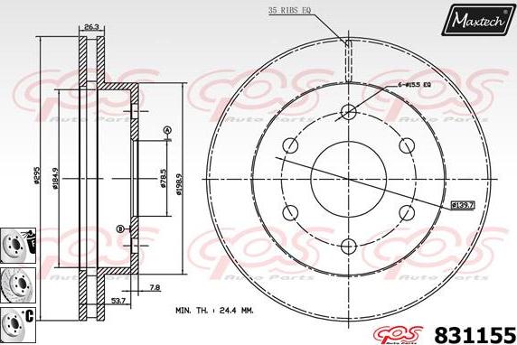 Maxtech 72948064 - Поршень, корпус скобы тормоза autodnr.net