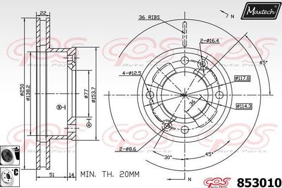 Maxtech 72954024 - Поршень, корпус скоби гальма autocars.com.ua