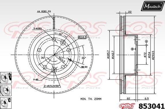 Maxtech 72954043 - Поршень, корпус скоби гальма autocars.com.ua