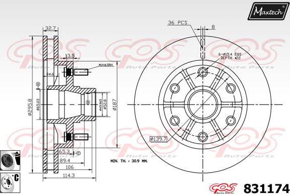 Maxtech 72954061 - Поршень, корпус скоби гальма autocars.com.ua