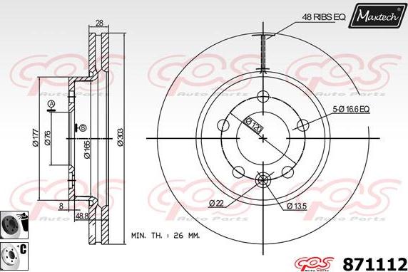 Maxtech 72957005 - Поршень, корпус скоби гальма autocars.com.ua