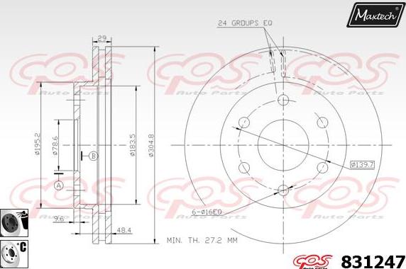 Maxtech 72957040 - Поршень, корпус скоби гальма autocars.com.ua