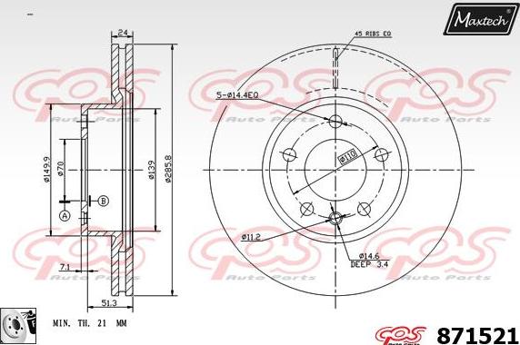 Maxtech 72957045 - Поршень, корпус скоби гальма autocars.com.ua