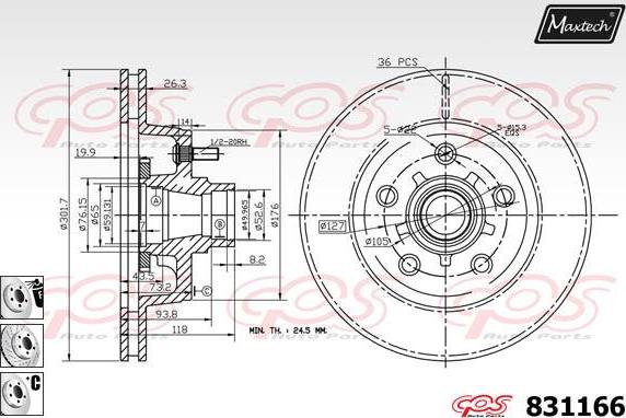 Maxtech 72957046 - Поршень, корпус скоби гальма autocars.com.ua