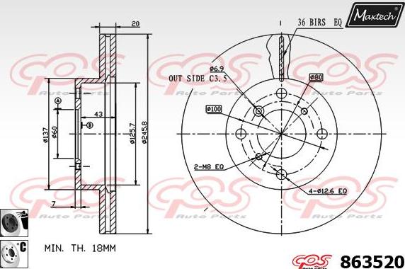 Maxtech 72960031 - Поршень, корпус скоби гальма autocars.com.ua