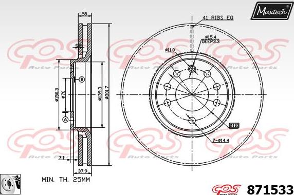 Maxtech 72960040 - Поршень, корпус скобы тормоза autodnr.net