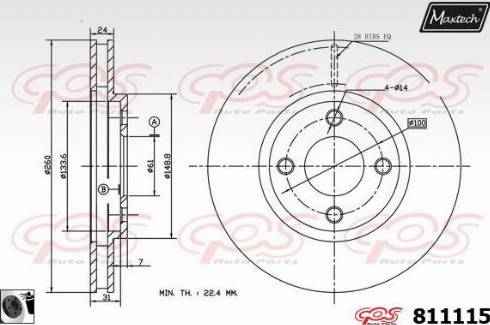 Maxtech 811115.0060 - Гальмівний диск autocars.com.ua