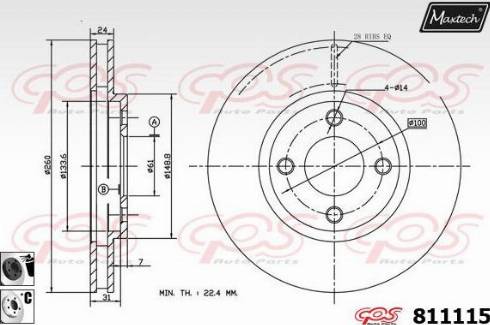 Maxtech 811115.6060 - Гальмівний диск autocars.com.ua