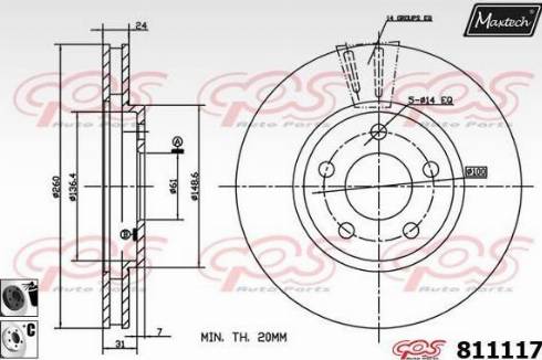 Maxtech 811117.6060 - Гальмівний диск autocars.com.ua