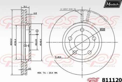 Maxtech 811120.0000 - Гальмівний диск autocars.com.ua