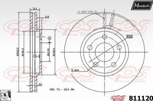 Maxtech 811120.0080 - Гальмівний диск autocars.com.ua