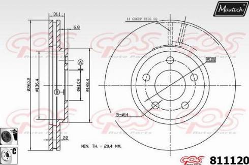 Maxtech 811120.6060 - Гальмівний диск autocars.com.ua