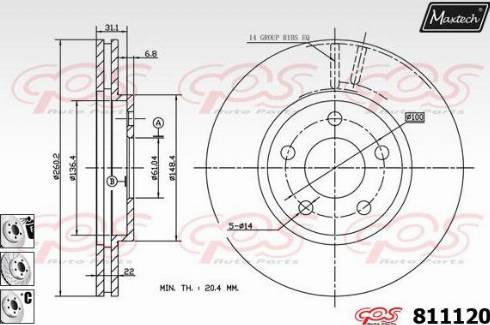 Maxtech 811120.6980 - Гальмівний диск autocars.com.ua