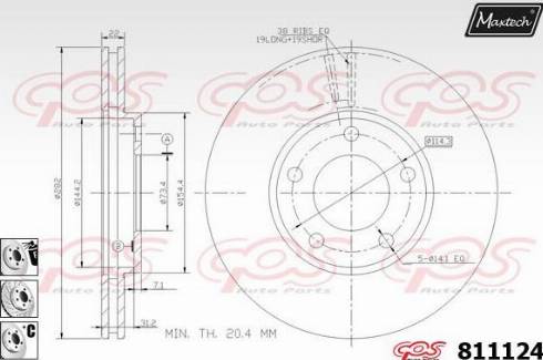 Maxtech 811124.6880 - Гальмівний диск autocars.com.ua