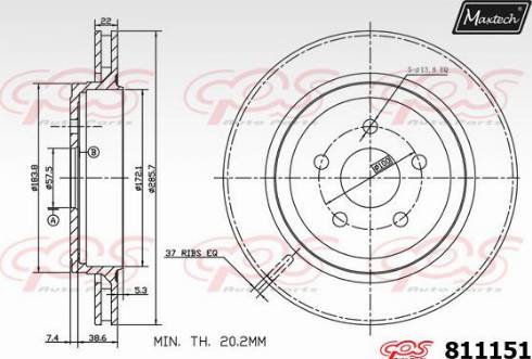 Maxtech 811151.0000 - Гальмівний диск autocars.com.ua