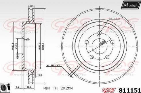 Maxtech 811151.0060 - Гальмівний диск autocars.com.ua