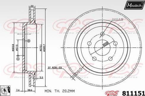 Maxtech 811151.0080 - Гальмівний диск autocars.com.ua