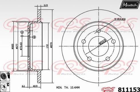 Maxtech 811153.6060 - Гальмівний диск autocars.com.ua