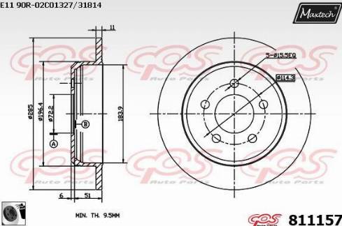 Maxtech 811157.0060 - Гальмівний диск autocars.com.ua