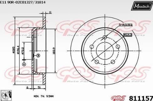 Maxtech 811157.0080 - Гальмівний диск autocars.com.ua