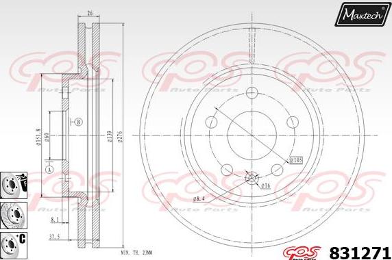 Maxtech 811158 - Гальмівний диск autocars.com.ua