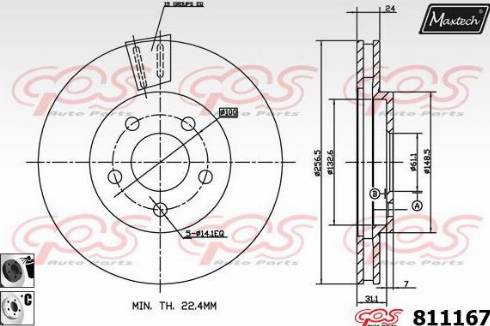 Maxtech 811167.6060 - Гальмівний диск autocars.com.ua