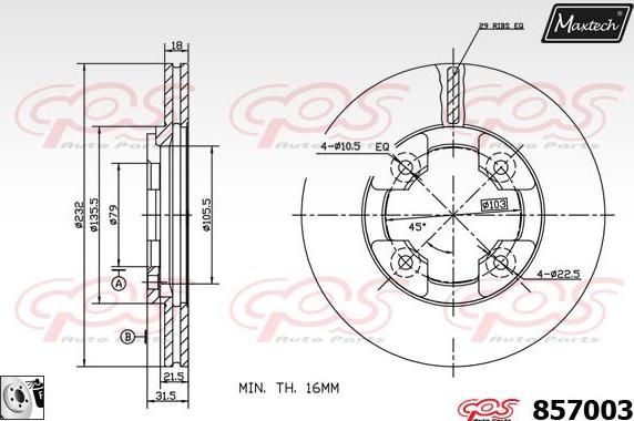 Maxtech 811169 - Гальмівний диск autocars.com.ua