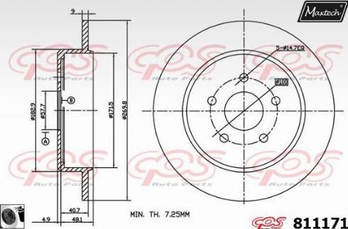 Maxtech 811171.0060 - Гальмівний диск autocars.com.ua