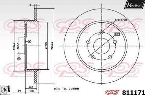 Maxtech 811171.0080 - Гальмівний диск autocars.com.ua