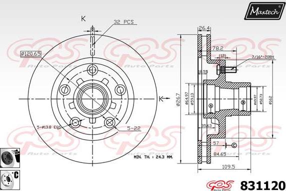 Maxtech 811205 - Гальмівний диск autocars.com.ua