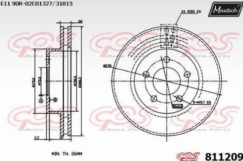 Maxtech 811209.0000 - Гальмівний диск autocars.com.ua