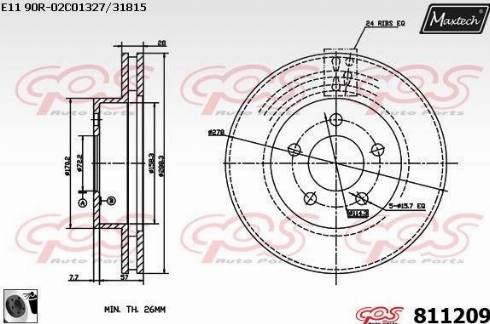 Maxtech 811209.0060 - Гальмівний диск autocars.com.ua