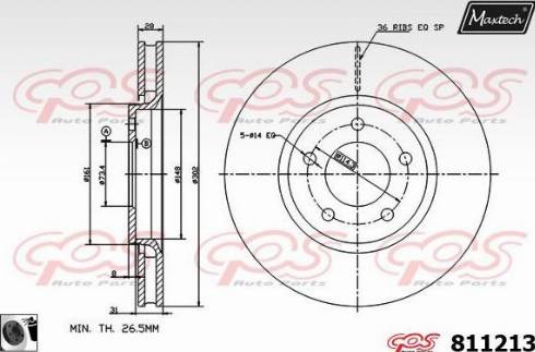 Maxtech 811213.0060 - Гальмівний диск autocars.com.ua