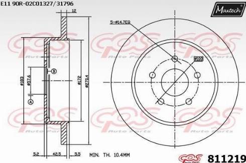 Maxtech 811219.0000 - Гальмівний диск autocars.com.ua