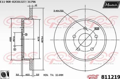 Maxtech 811219.0060 - Гальмівний диск autocars.com.ua