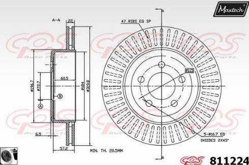 Maxtech 811224.0060 - Гальмівний диск autocars.com.ua