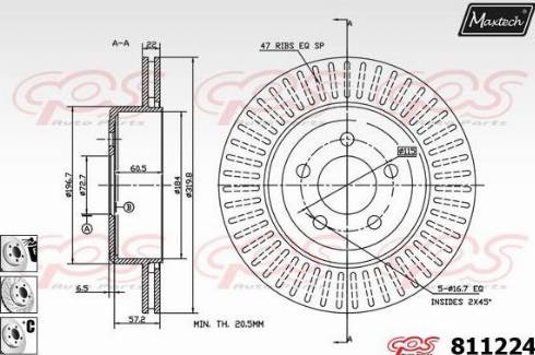 Maxtech 811224.6980 - Гальмівний диск autocars.com.ua