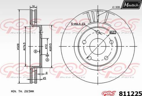 Maxtech 811225.0000 - Гальмівний диск autocars.com.ua